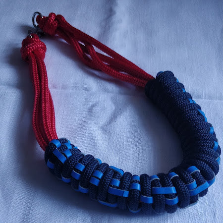 Ghanaian-inspired rope and leather basketry necklace with irregular weave, 68 cm